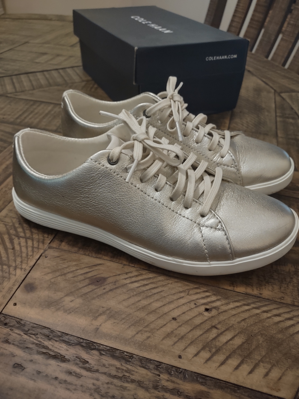 Cole Haan Metallic Gold Leather Sneakers